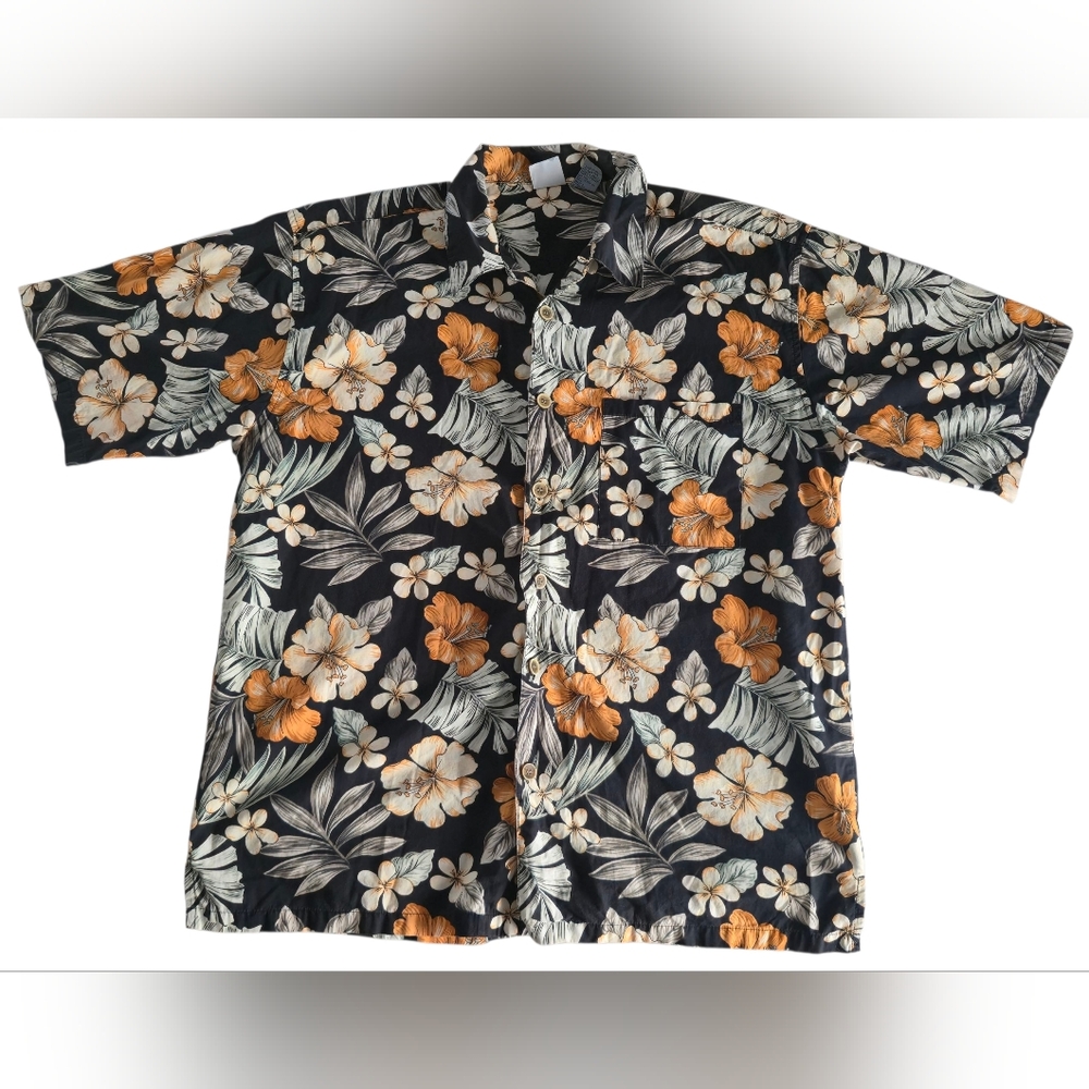 ​Vintage Ocean Pacific OP Floral Hawaiian Shirt Mens L Button Front Resort